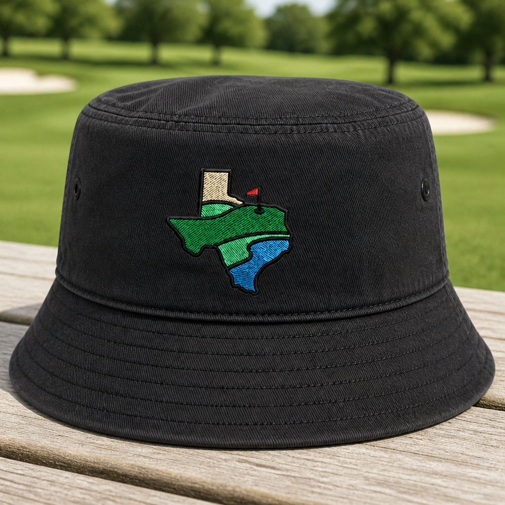 Texas Embroidered Bucket Hat - Front View, Black