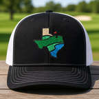 Texas Embroidered Trucker Hat - Front View, Black - White