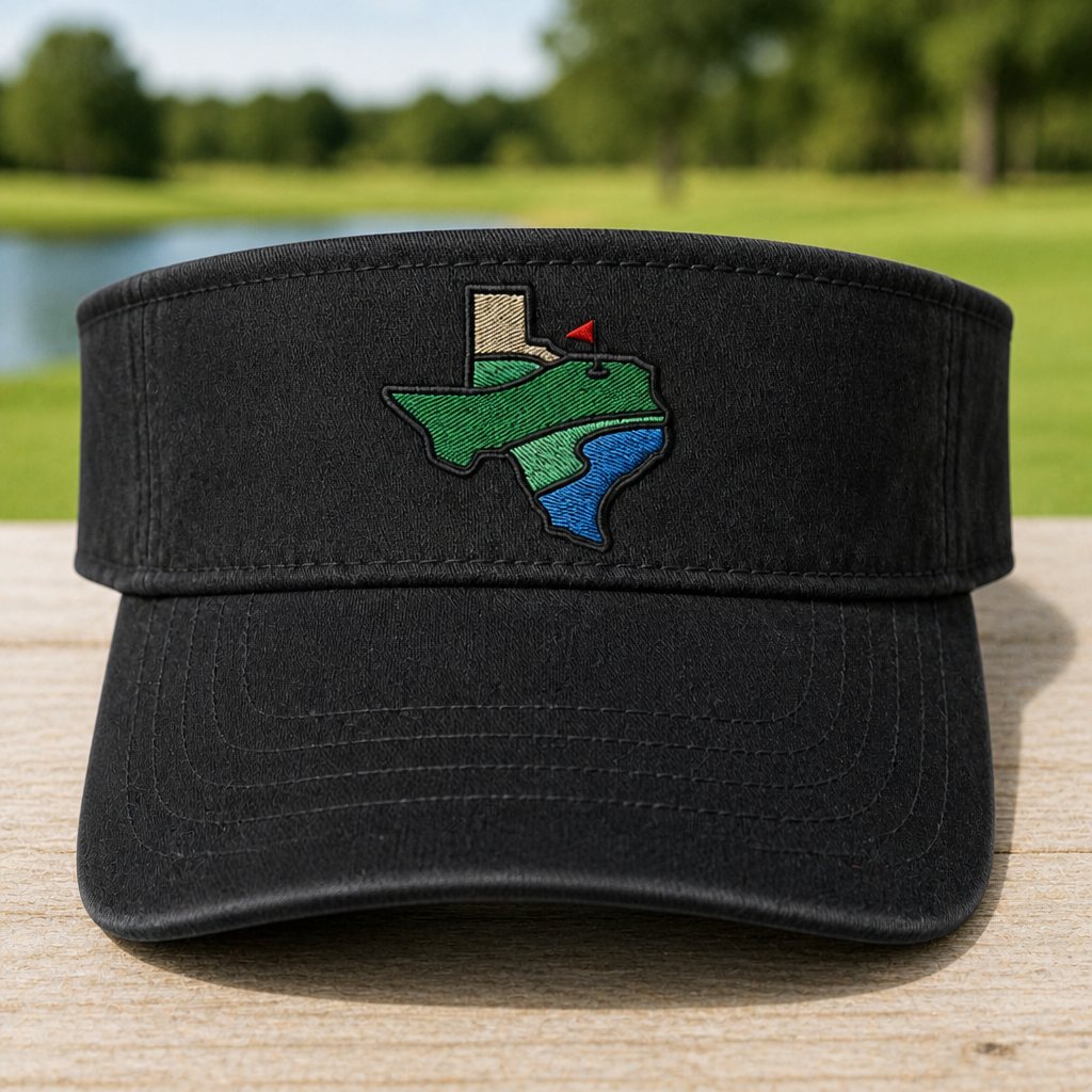Texas Embroidered Visor - Front View, Black
