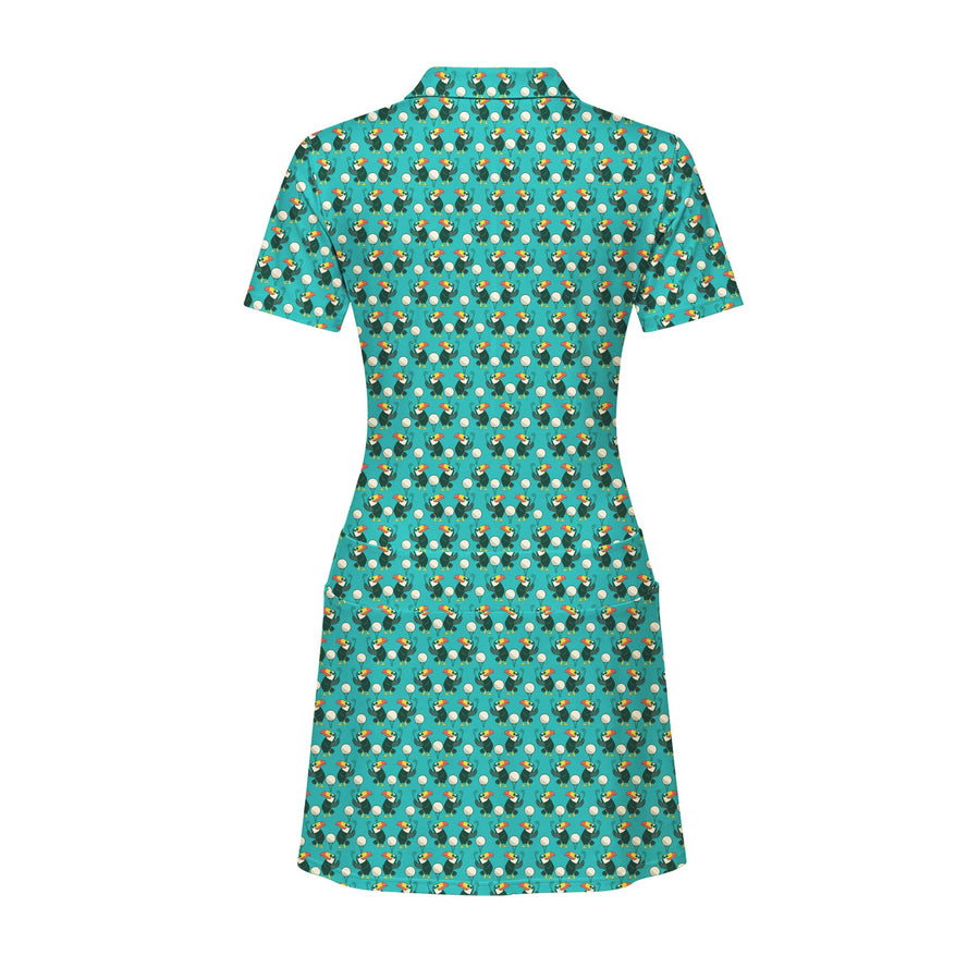 Back preview of Toucan Tee Time Short Sleeve Dress with your team and number