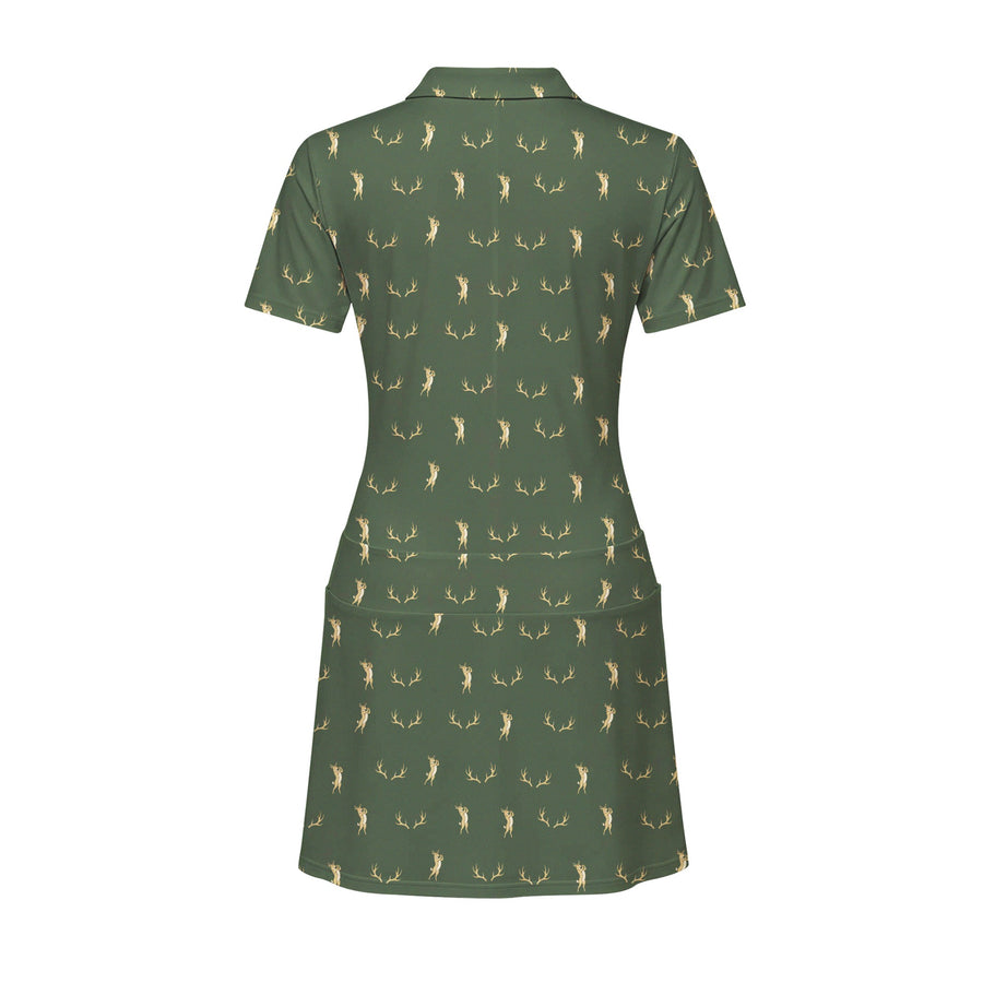 Back preview of Buck Season Birdie Short Sleeve Dress with your team and number
