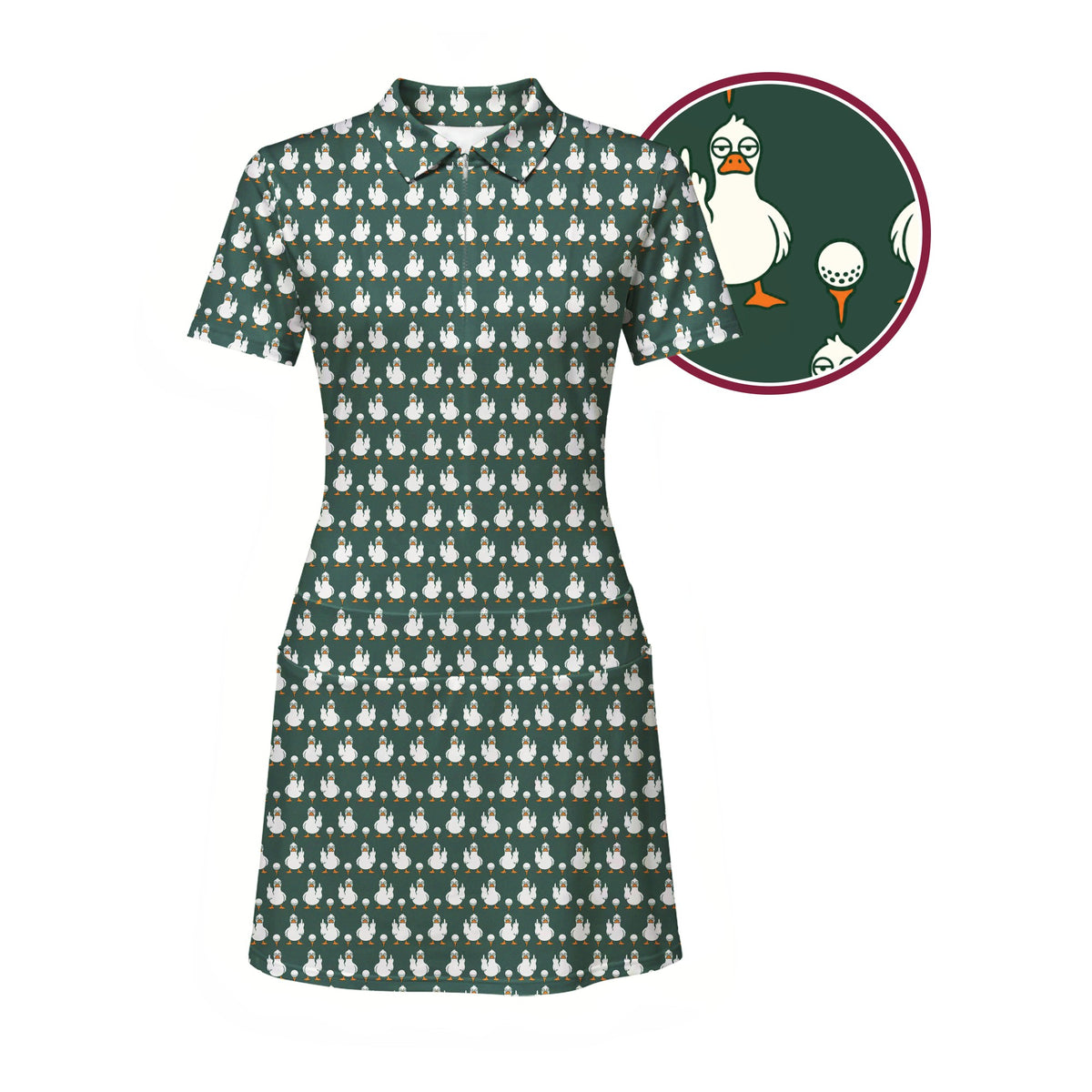 Birdie Salute Short Sleeve Golf Dress - Detail Close-up