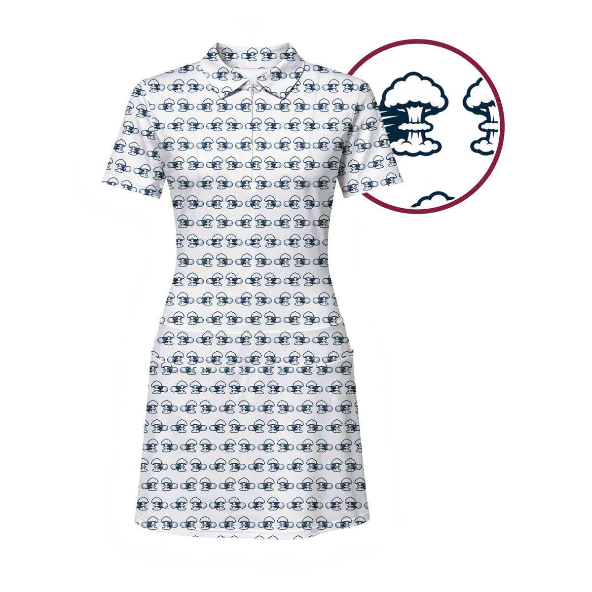 Total Tee Destruction Short Sleeve Golf Dress - Detail Close-up