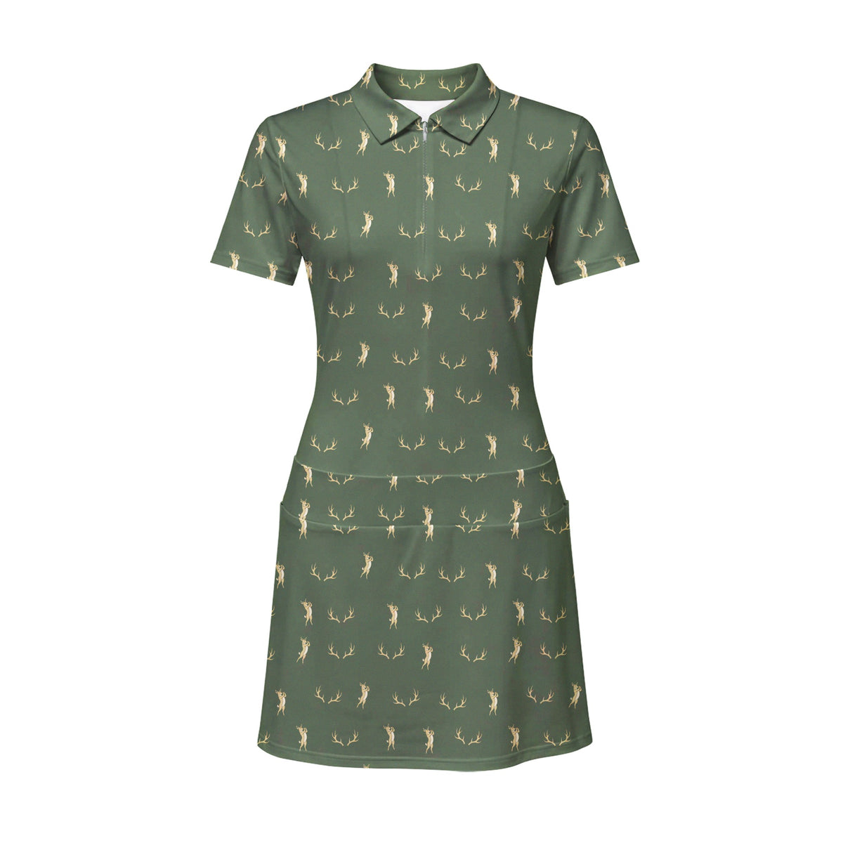 Buck Season Birdie Short Sleeve Golf Dress - Front