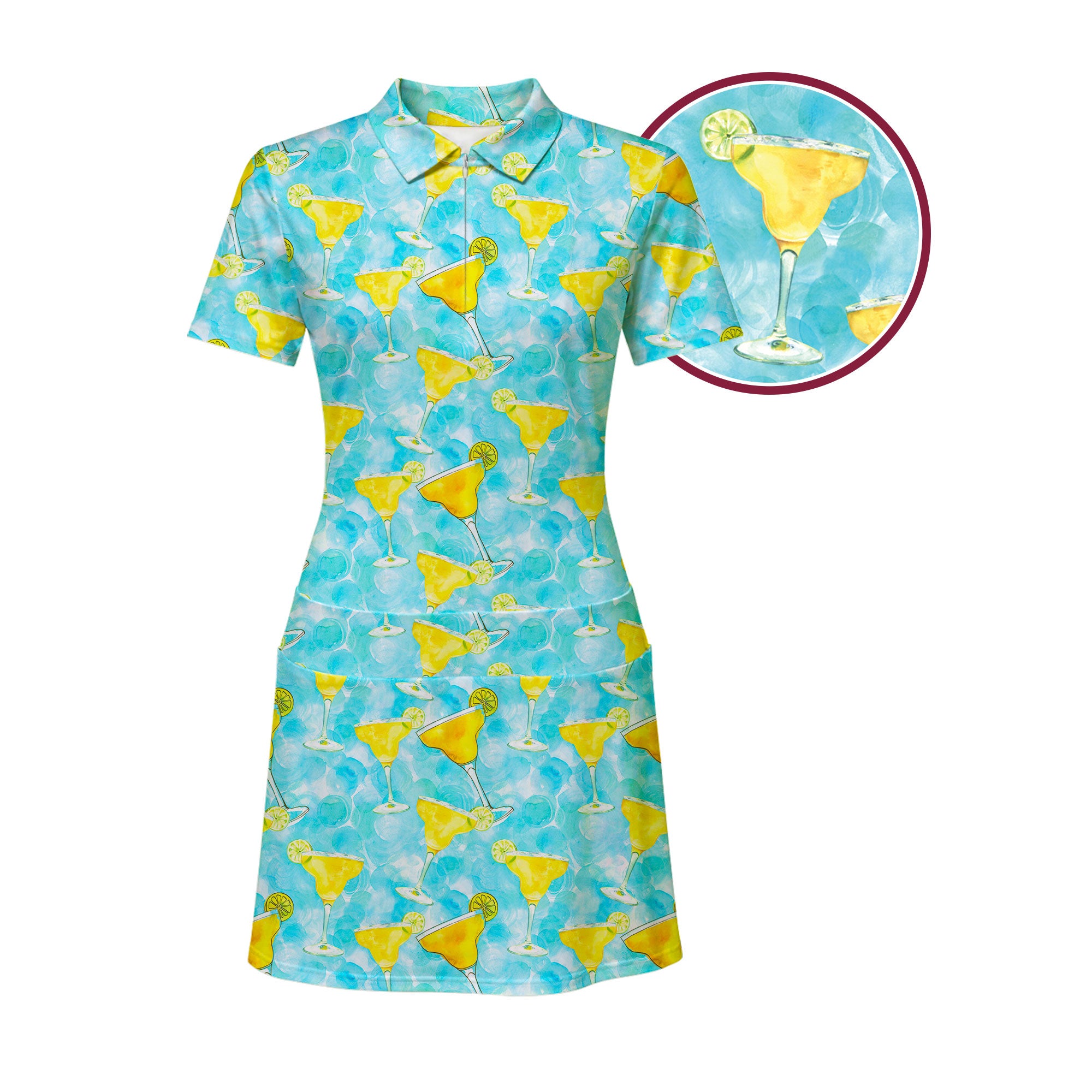 Margarita Cocktail Hello Summer Short Sleeve Dress