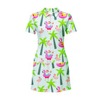Amazing Santa Claus Flamingo On The Beach Short Sleeve Dress