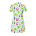 Amazing Santa Claus Flamingo On The Beach Short Sleeve Dress