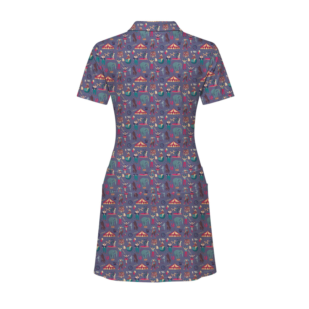 Amazing Circus women's short sleeve golf dress, back flat lay