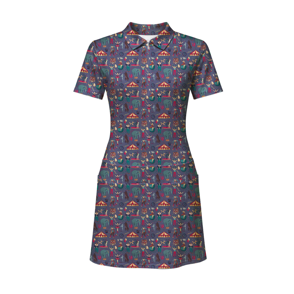 Amazing Circus women's short sleeve golf dress, front flat lay