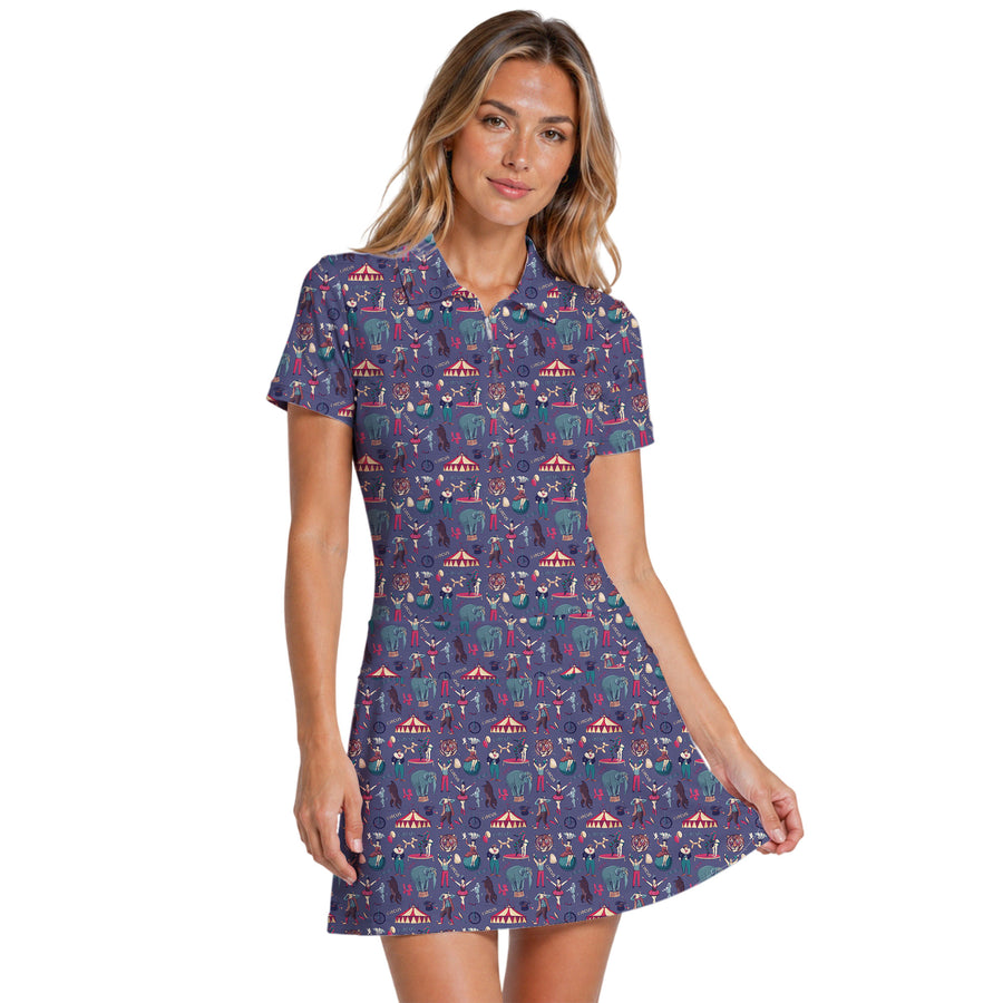Front preview of Amazing Circus Short Sleeve Dress with your name