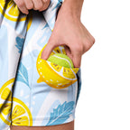 Blue Tropical Fresh Lemon With Mint Leaves Short Sleeve Dress