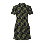 19th Hole Margarita Cocktail Slice Lime women's short sleeve golf dress in Black, back flat lay