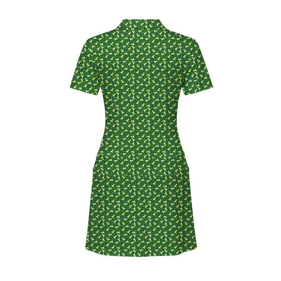 Back preview of 19th Hole Margarita Cocktail Slice Lime Short Sleeve Dress with your team and number