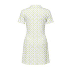 19th Hole Margarita Cocktail Slice Lime women's short sleeve golf dress in White, back flat lay