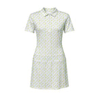 19th Hole Margarita Cocktail Slice Lime women's short sleeve golf dress in White, front flat lay