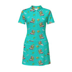 Parrot Drives Golf Cart Short Sleeve Dress