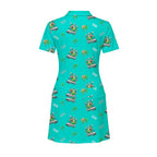 Parrot Drives Golf Cart Short Sleeve Dress