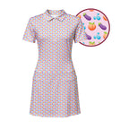 A Taste of Eggplant & Peach Short Sleeve Dress