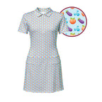 A Taste of Eggplant & Peach Short Sleeve Dress