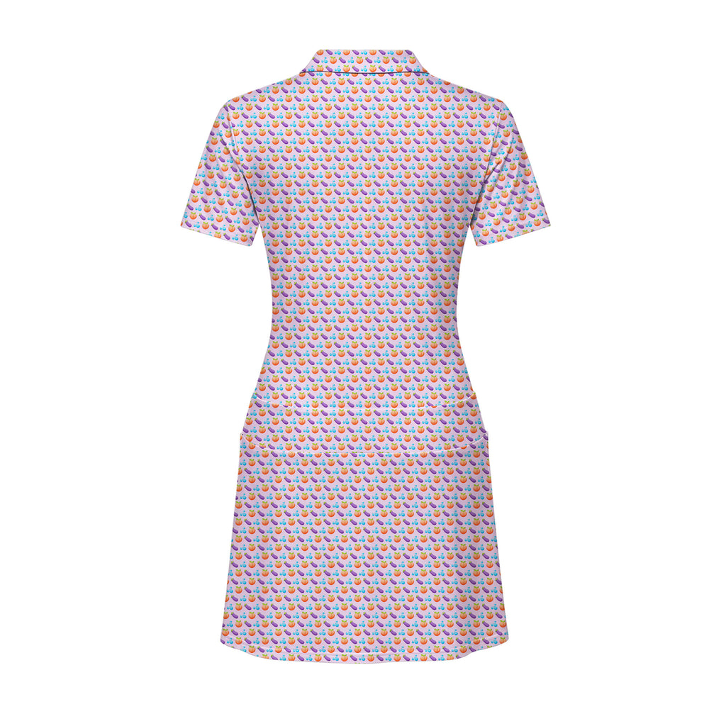 A Taste of Eggplant & Peach Short Sleeve Dress