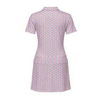A Taste of Eggplant & Peach Short Sleeve Dress