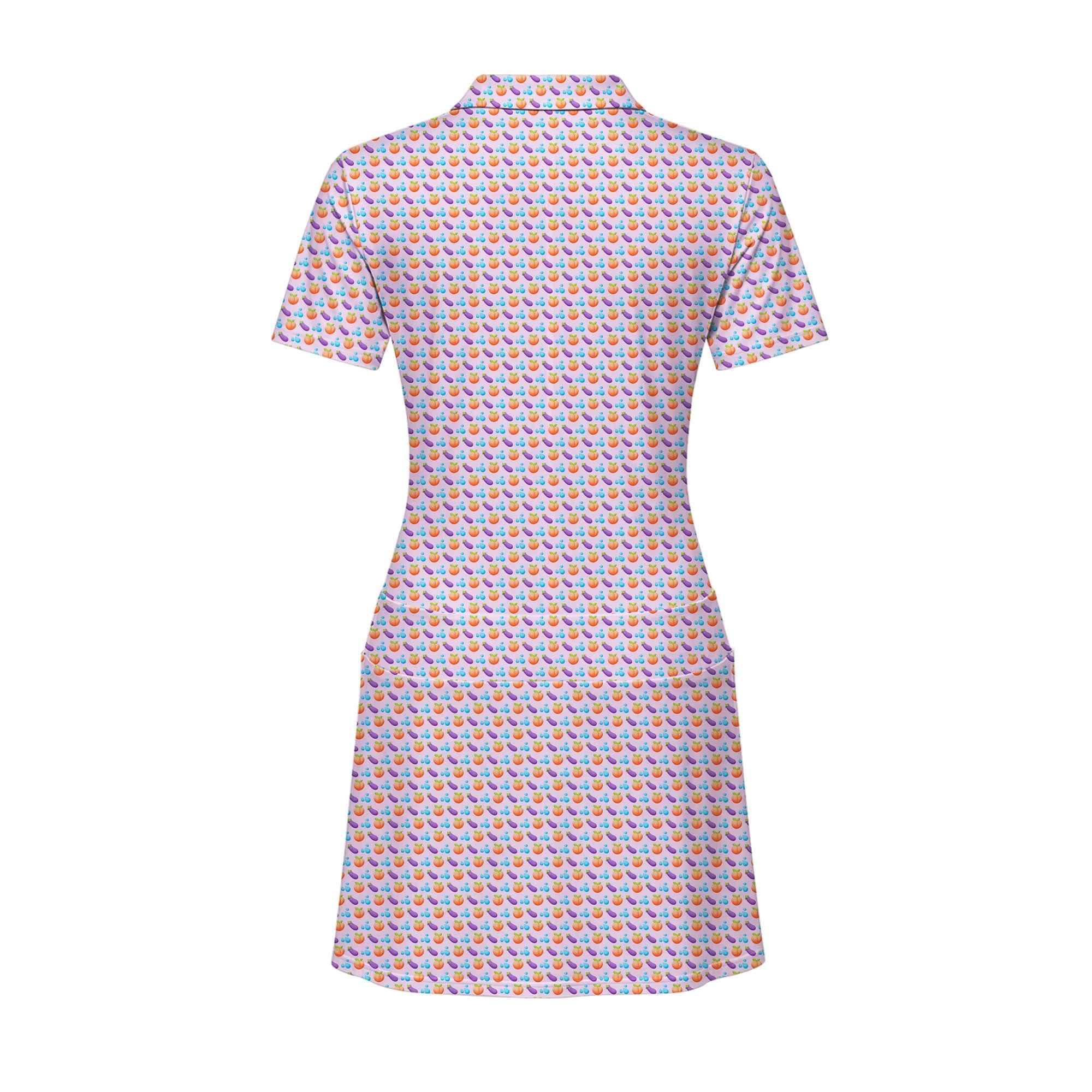 A Taste of Eggplant & Peach Short Sleeve Dress