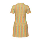 A Taste of Eggplant & Peach Short Sleeve Dress