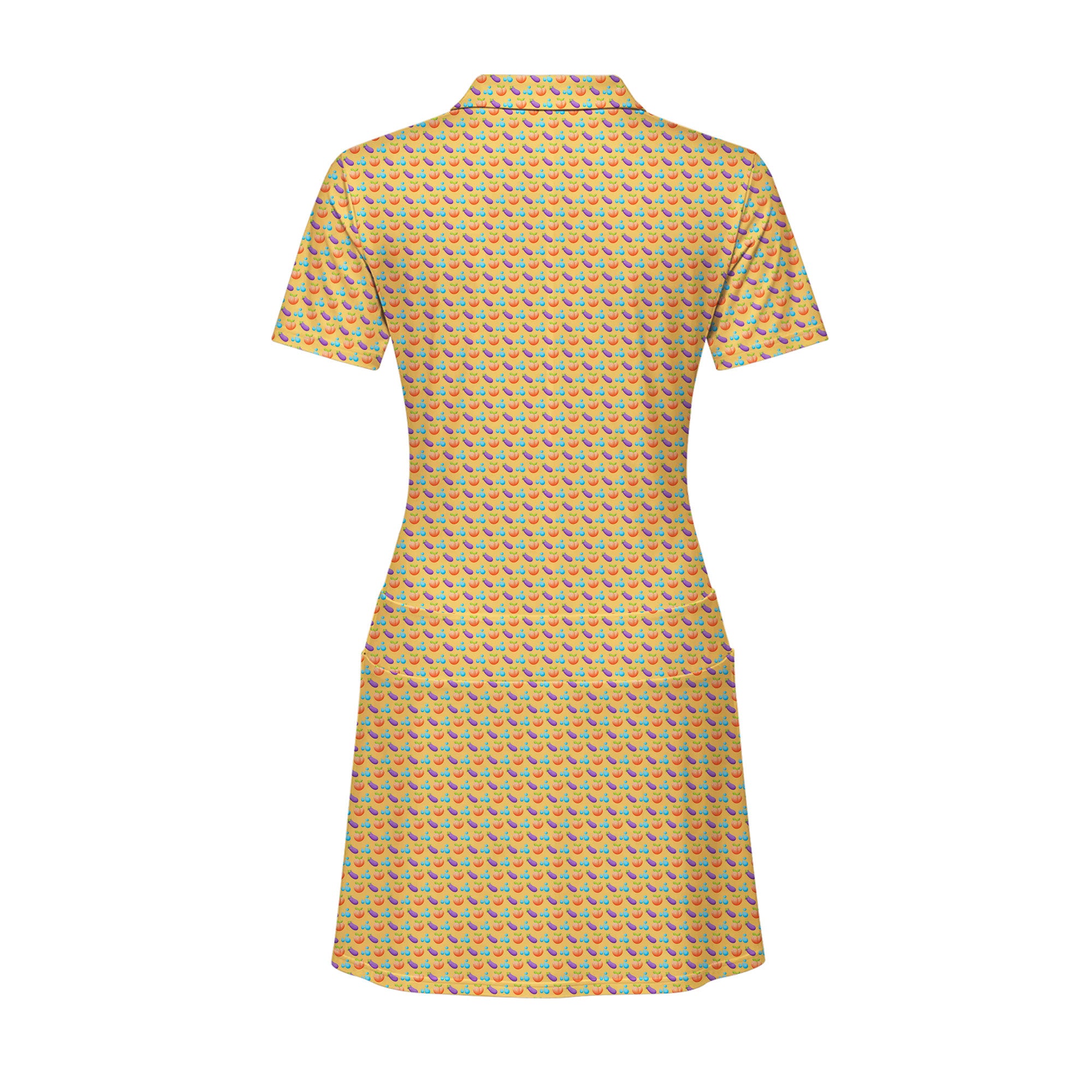 A Taste of Eggplant & Peach Short Sleeve Dress