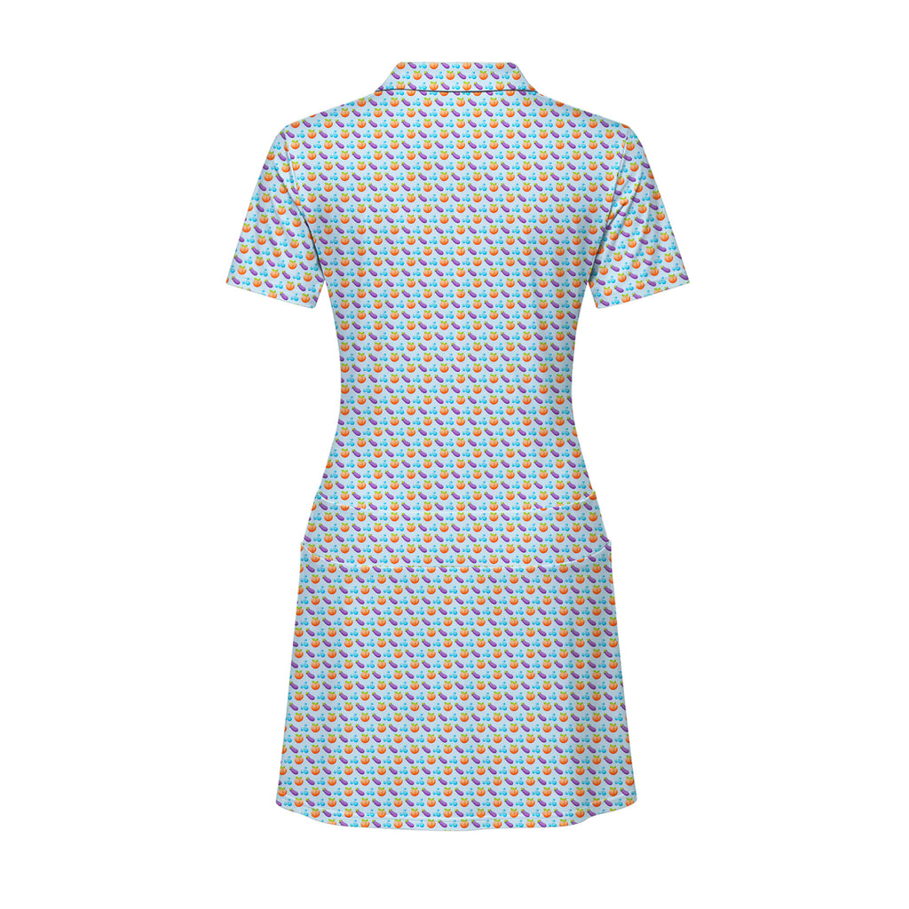 A Taste of Eggplant & Peach Short Sleeve Dress