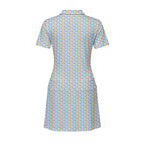 A Taste of Eggplant & Peach Short Sleeve Dress