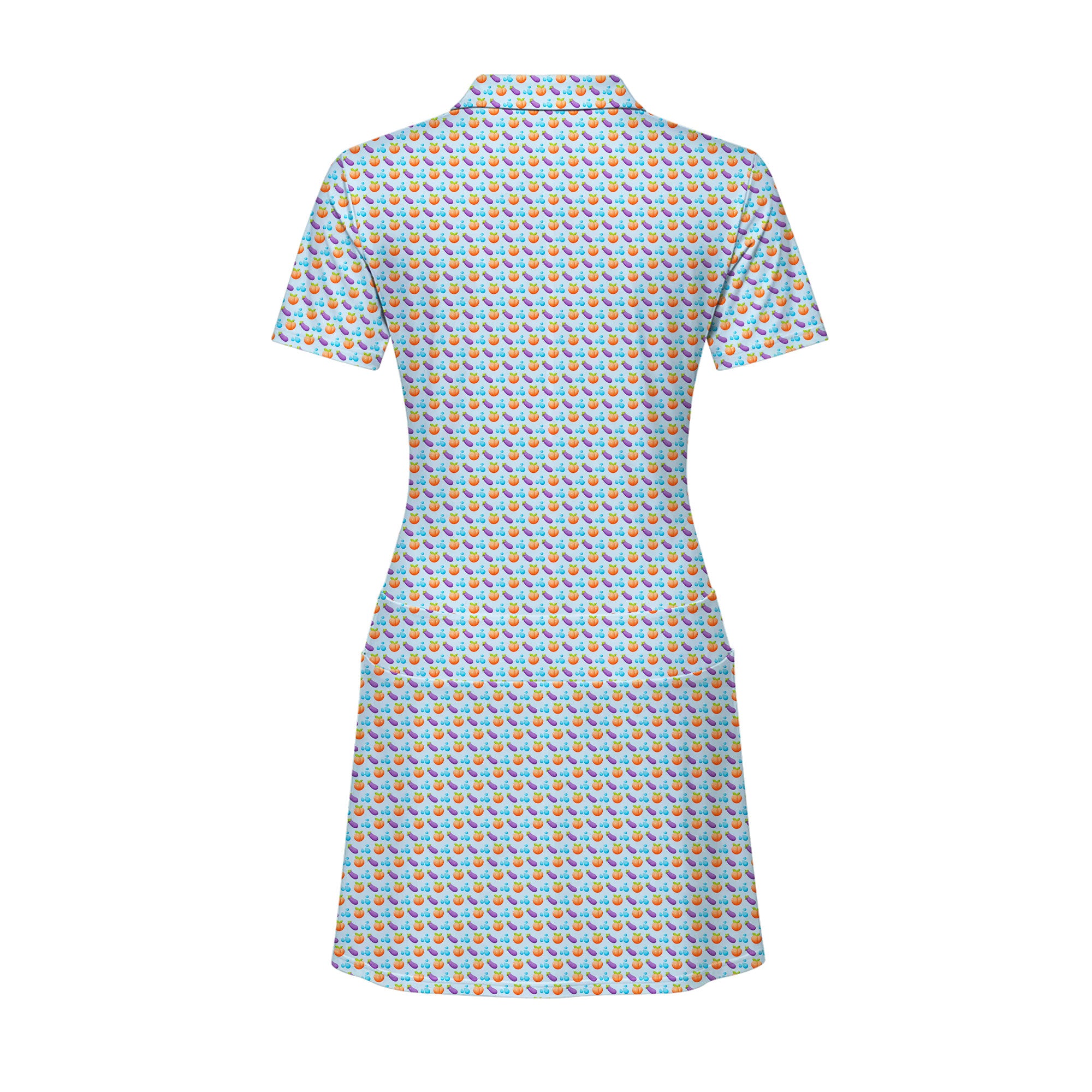 A Taste of Eggplant & Peach Short Sleeve Dress