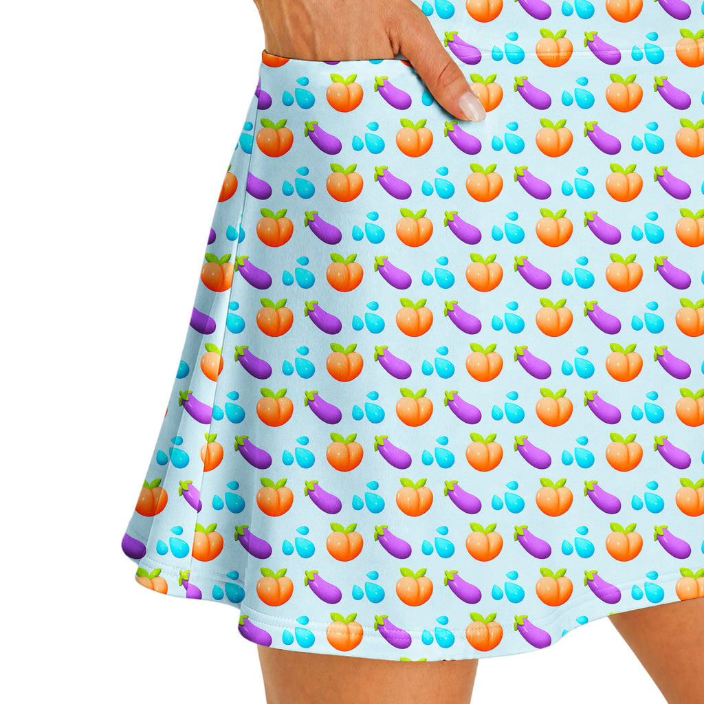 A Taste of Eggplant & Peach Short Sleeve Dress