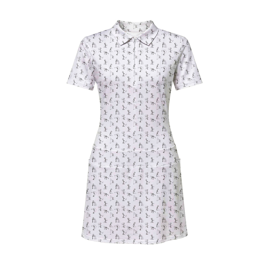 Stick Figures Playing Golf Short Sleeve Dress
