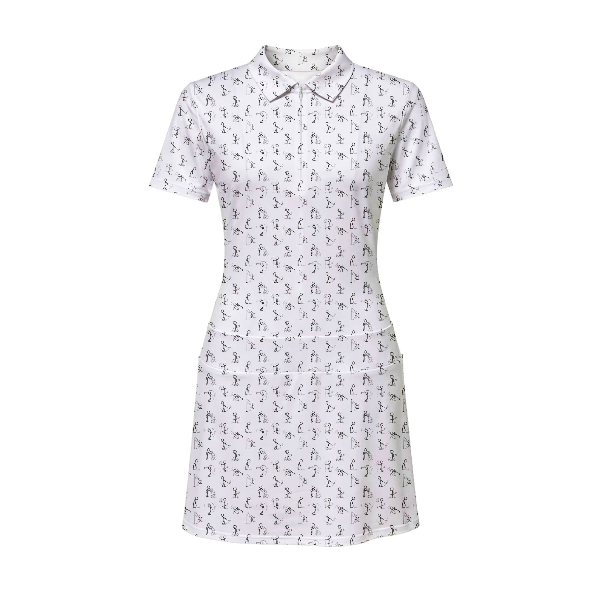 Stick Figures Playing Golf Short Sleeve Dress