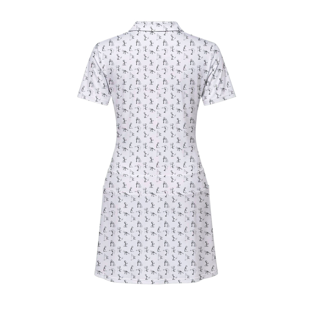 Stick Figures Playing Golf Short Sleeve Dress