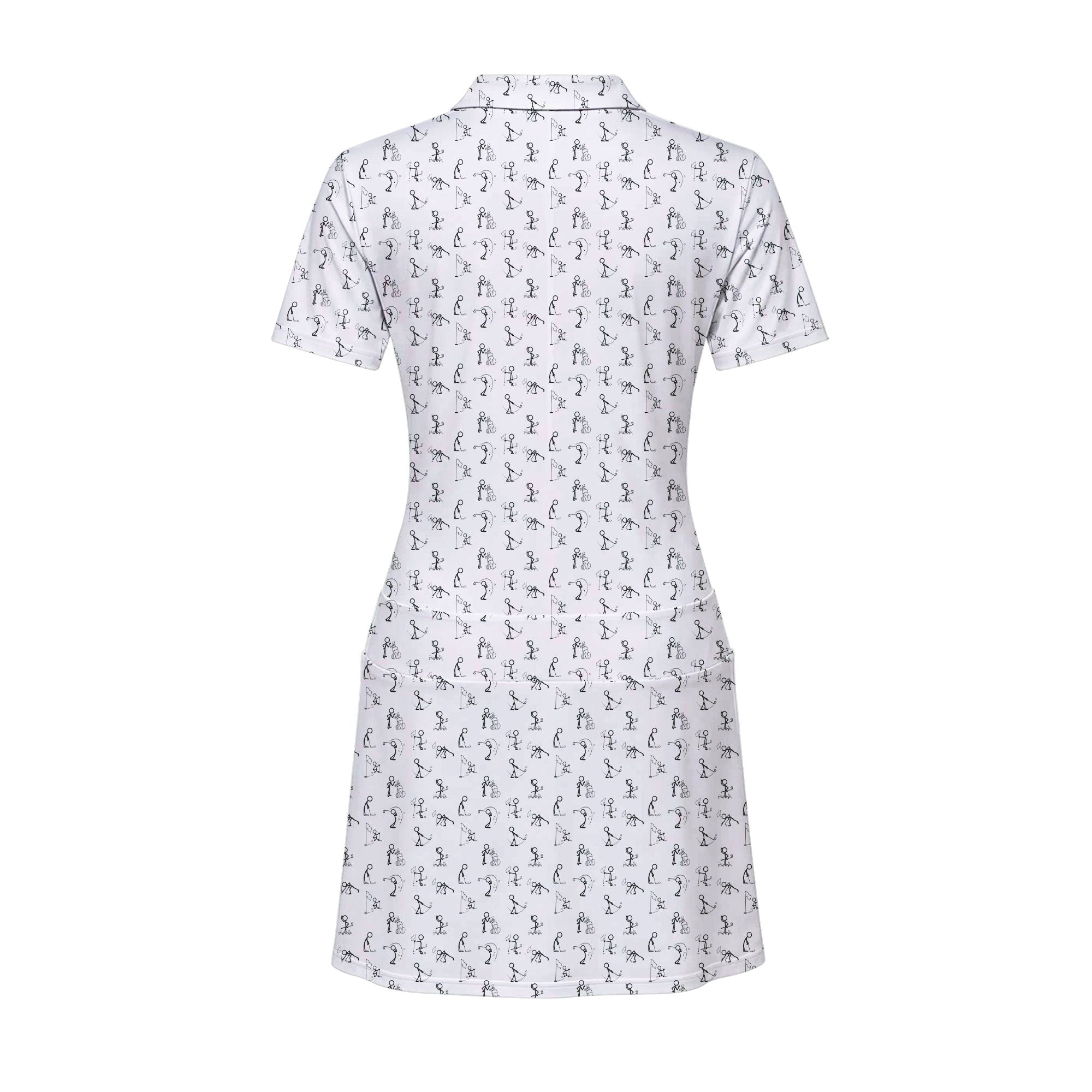 Stick Figures Playing Golf Short Sleeve Dress