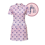 Funny Golf Stick Figures Pink Palm Tree Short Sleeve Dress