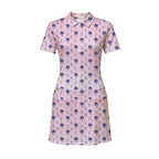 Funny Golf Stick Figures Pink Palm Tree Short Sleeve Dress