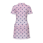 Funny Golf Stick Figures Pink Palm Tree Short Sleeve Dress