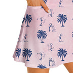 Funny Golf Stick Figures Pink Palm Tree Short Sleeve Dress