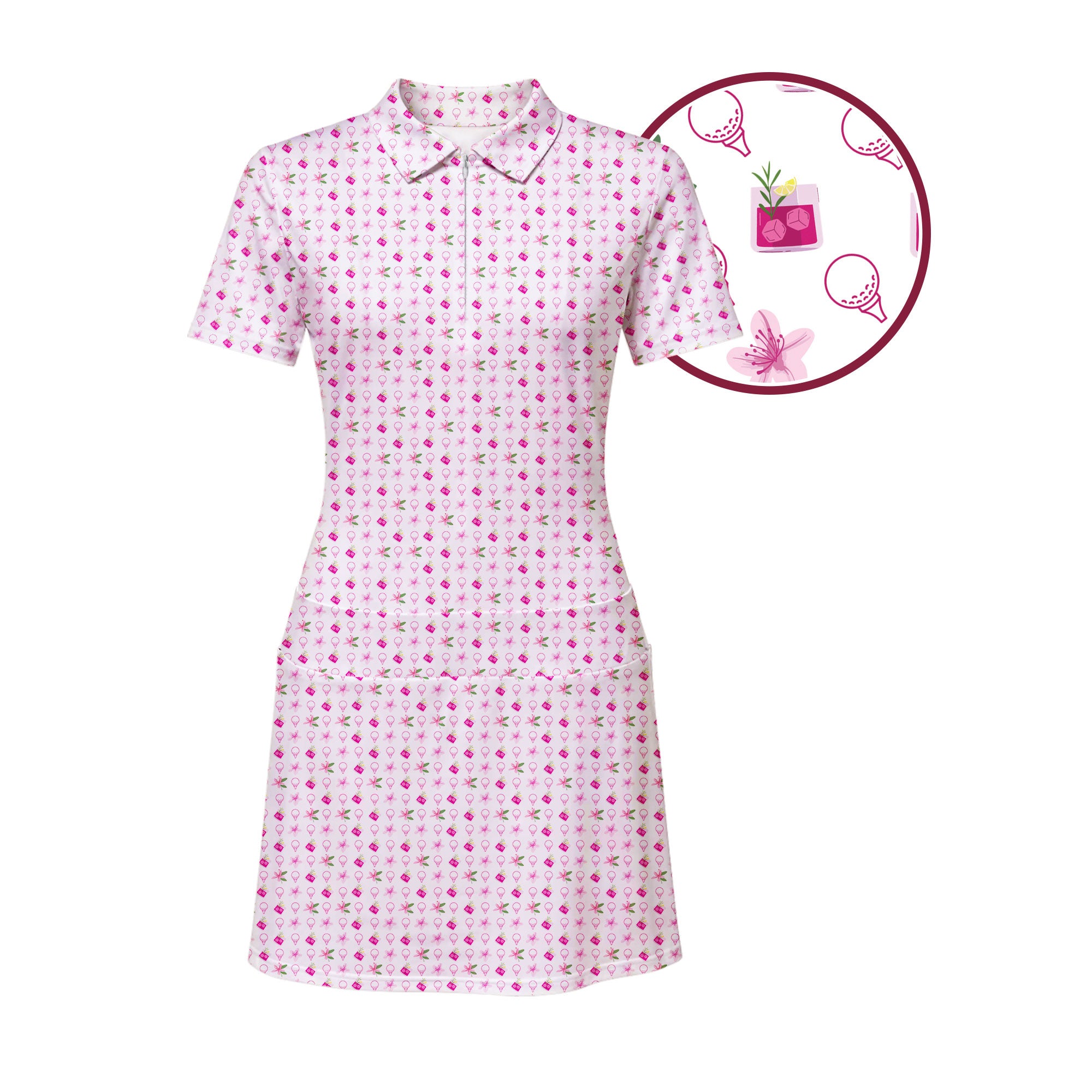 Azalea Short Sleeve Dress, Women's Golf Polo Dress, Augusta Masters Golf Dress, 2XL / Green