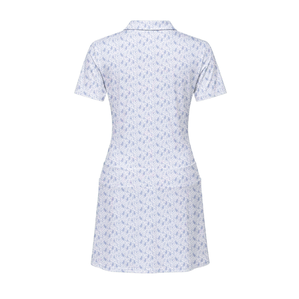 The Bluebonnets women's short sleeve golf dress, back flat lay