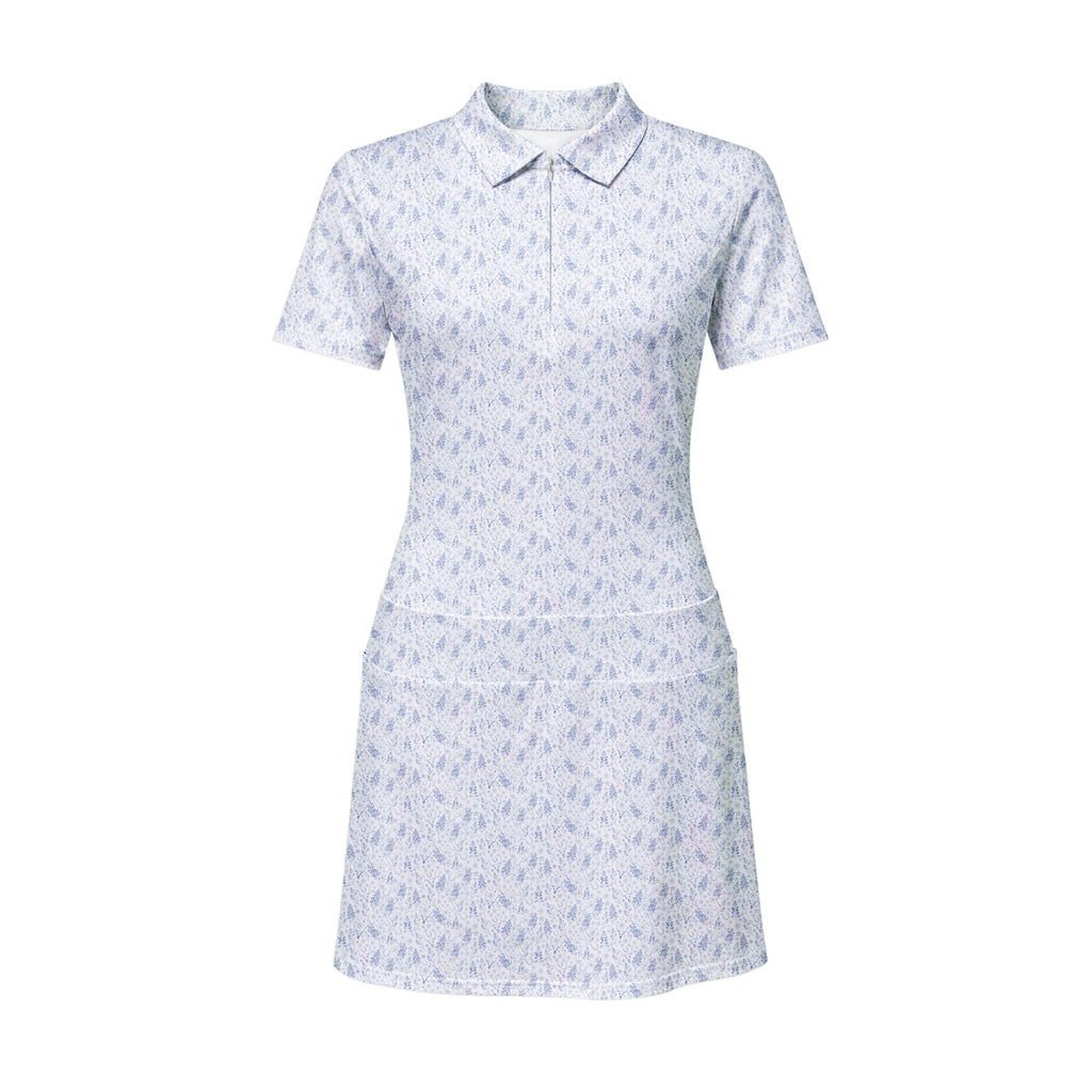 The Bluebonnets women's short sleeve golf dress, front flat lay