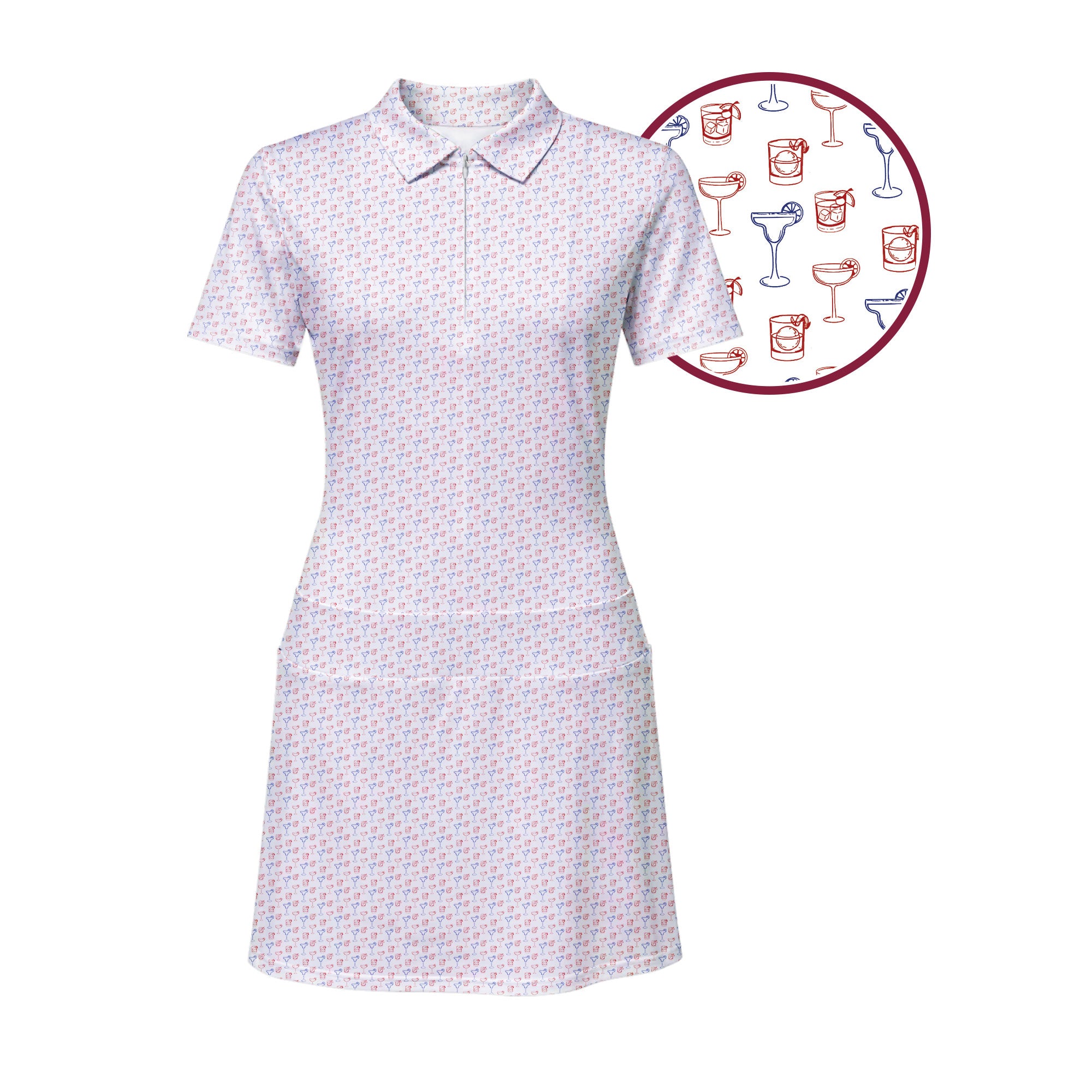 Red, White & Booze Short Sleeve Dress