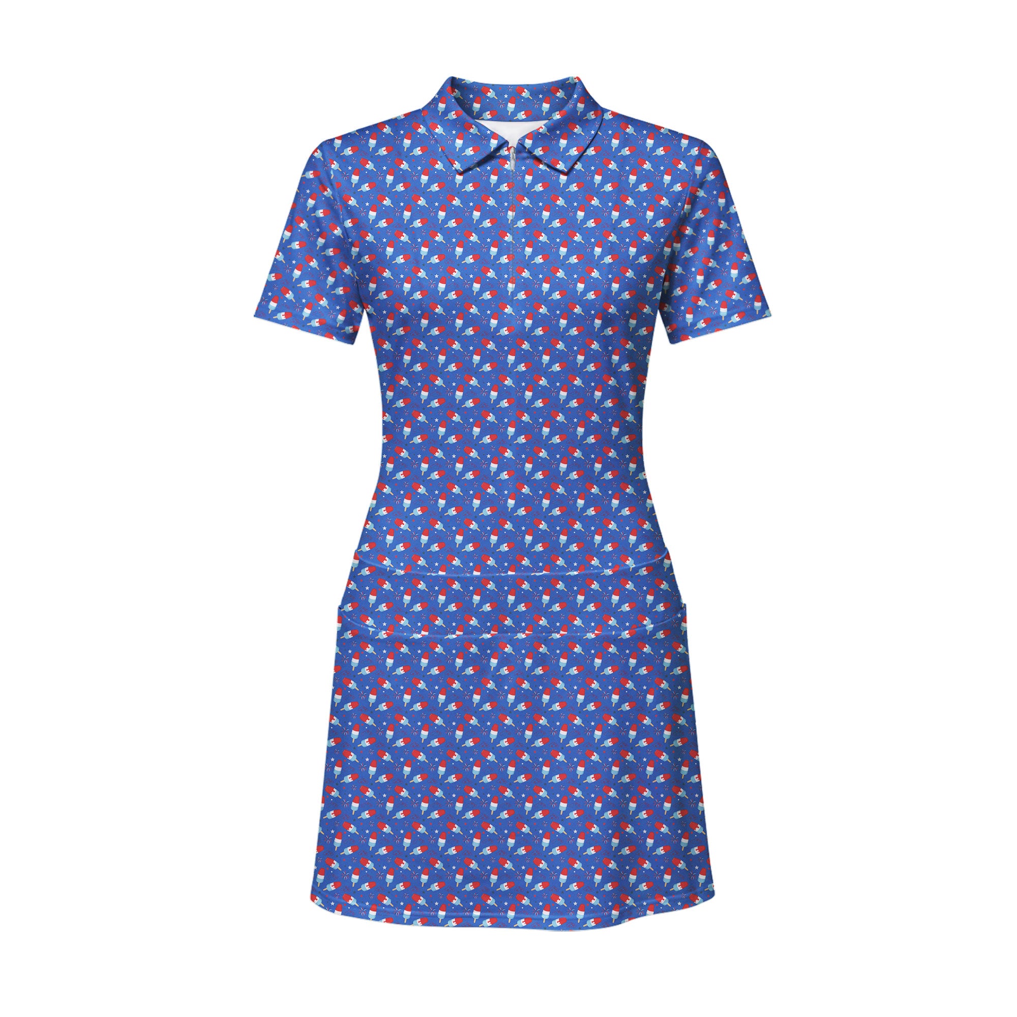 Freedom Pops Short Sleeve Dress, Women's Golf Polo Dress, Golf