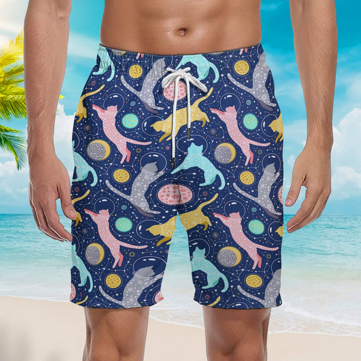 Cats Space Cosmic Beach Shorts For Men