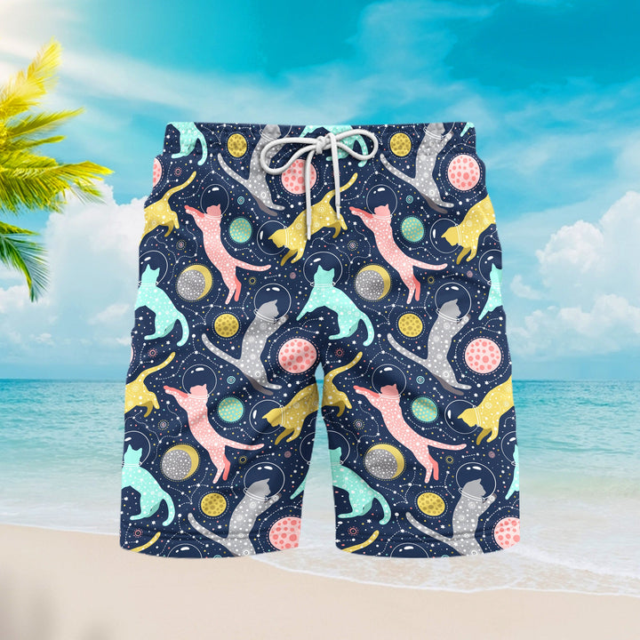 Cats Space Cosmic Beach Shorts For Men