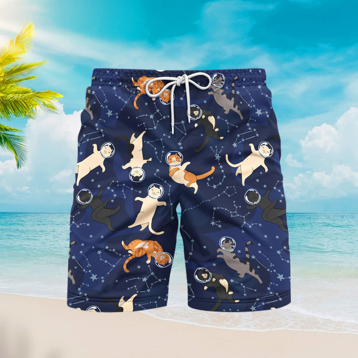 Space Cats Beach Shorts For Men