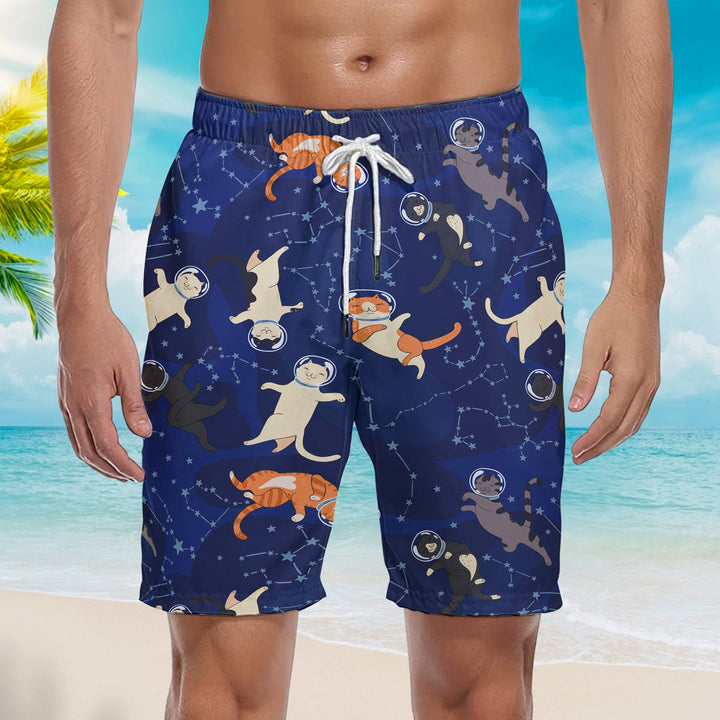 Space Cats Beach Shorts For Men