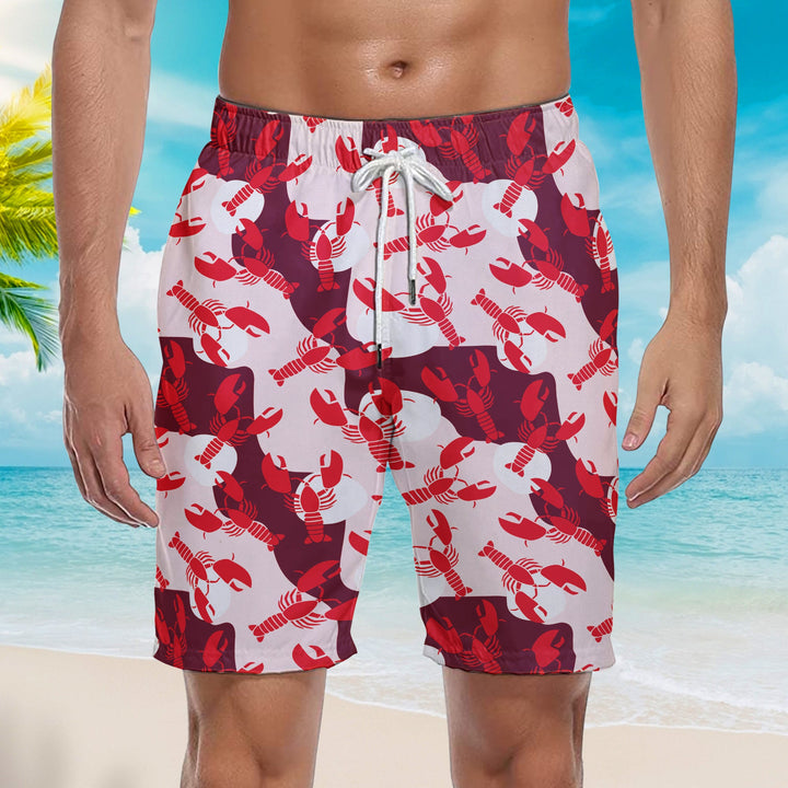 Retro Lobster Beach Shorts For Men